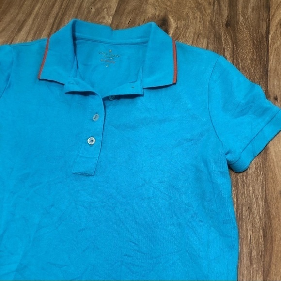 KATE Spade Live Colorfully Polo Shirt Aqua Teal Short Sleeve Womens Size Medium - Picture 5 of 11